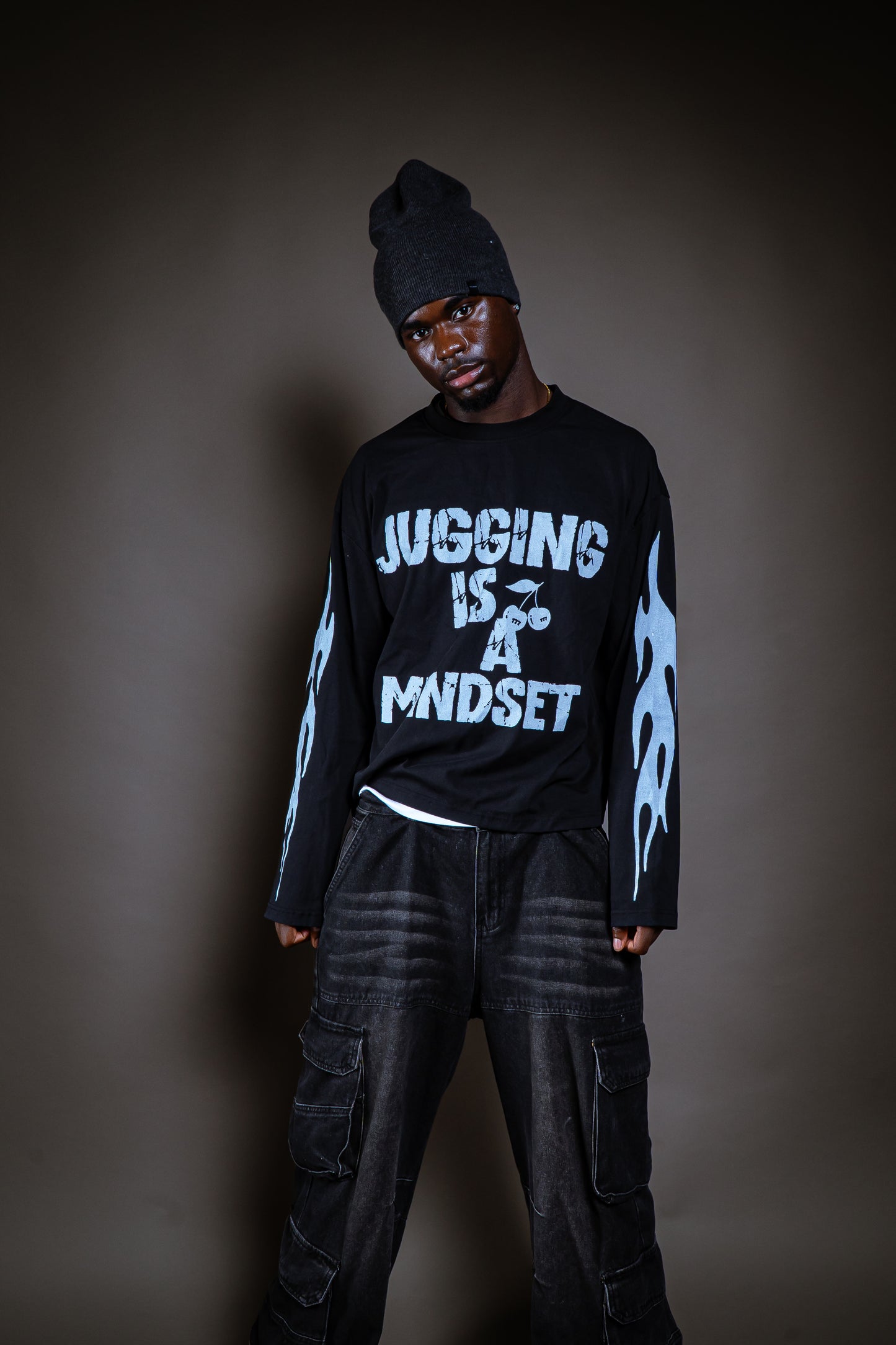 Black and grey long sleeve tee